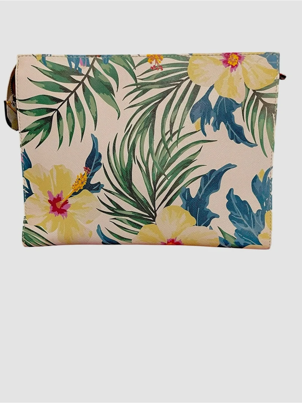 Henri Bendel Rare Tropical Floral Print Zippered Clutch Bag NWOT - Picture 2 of 5